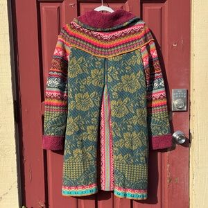 IVKO Multicolor Wool Floral Print Full Zip Jacket with Pleats Size 38 (Small)